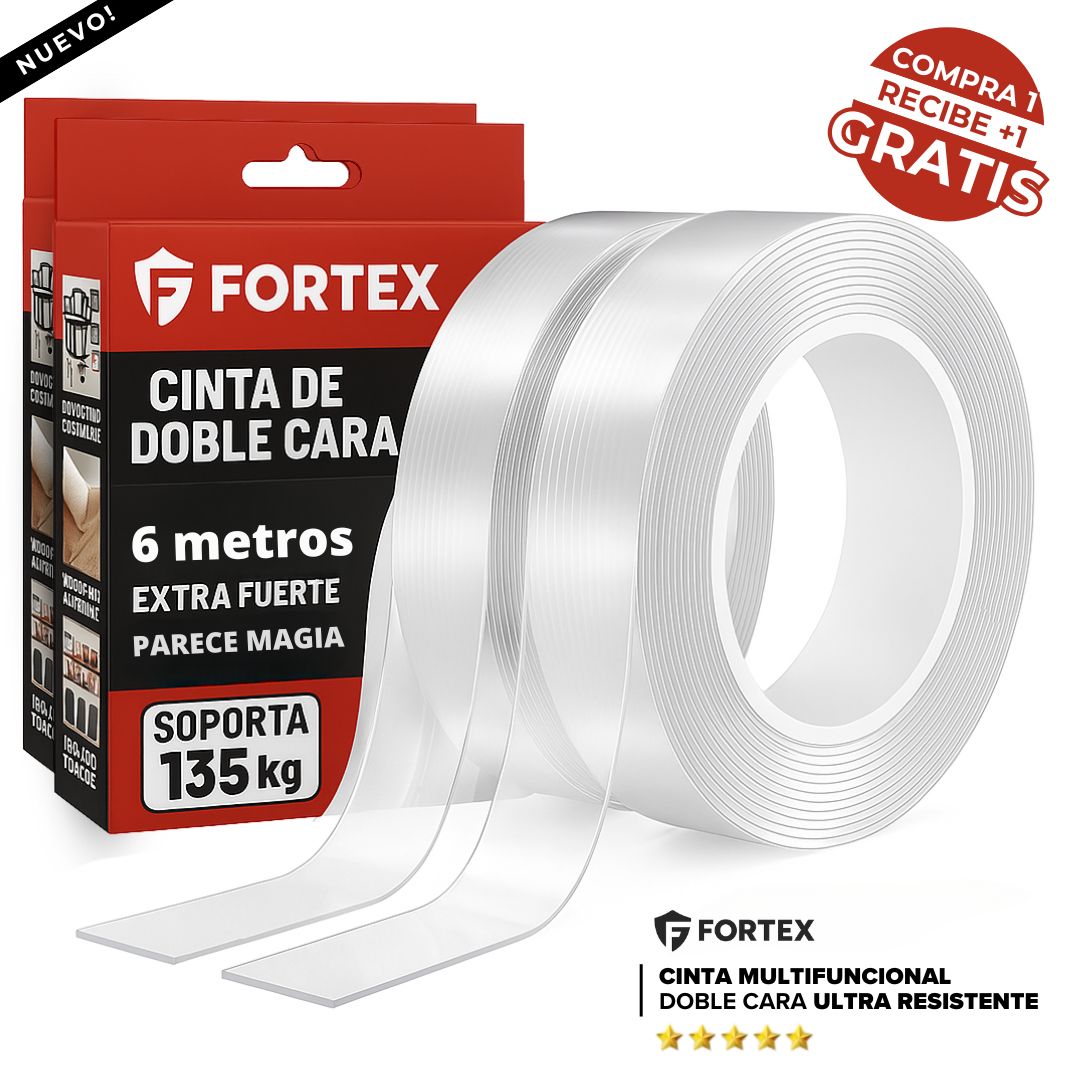 1+1 GRATIS | Cinta Doble Faz Transparente Ultra Resistente