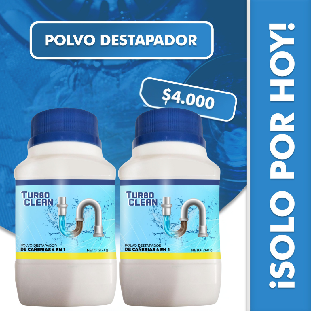 2 Tarros | Polvo destapa cañerías 4 en 1 - TurobClean®
