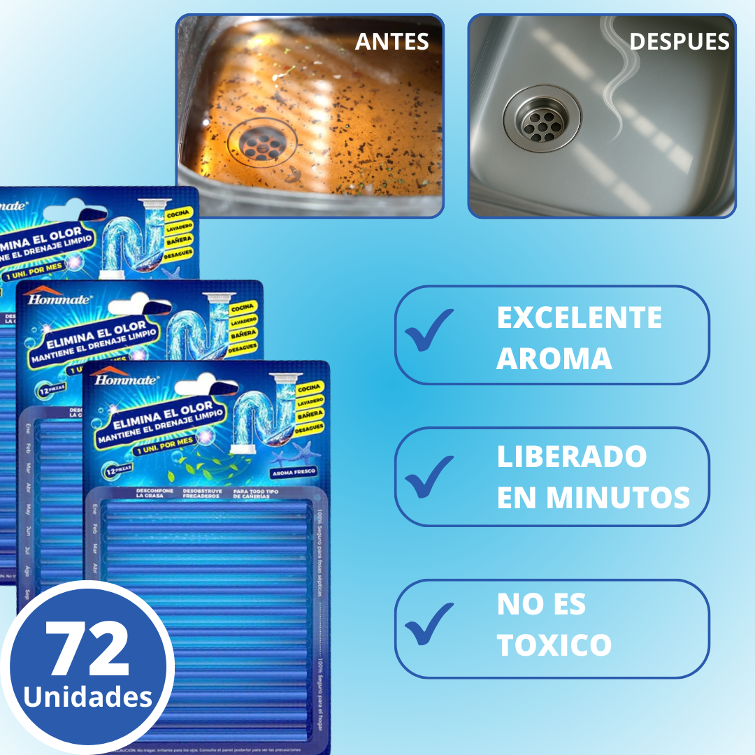 72x1 | Barras Descontaminadoras De Cañerías 3 en 1 - StickClean©