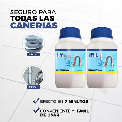 2x1 | Potente Polvo destapador de cañerias 4 en 1 - TurboClean©