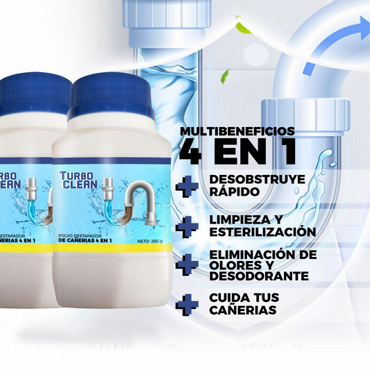 2x1 | Potente Polvo destapador de cañerias 4 en 1 - TurboClean©